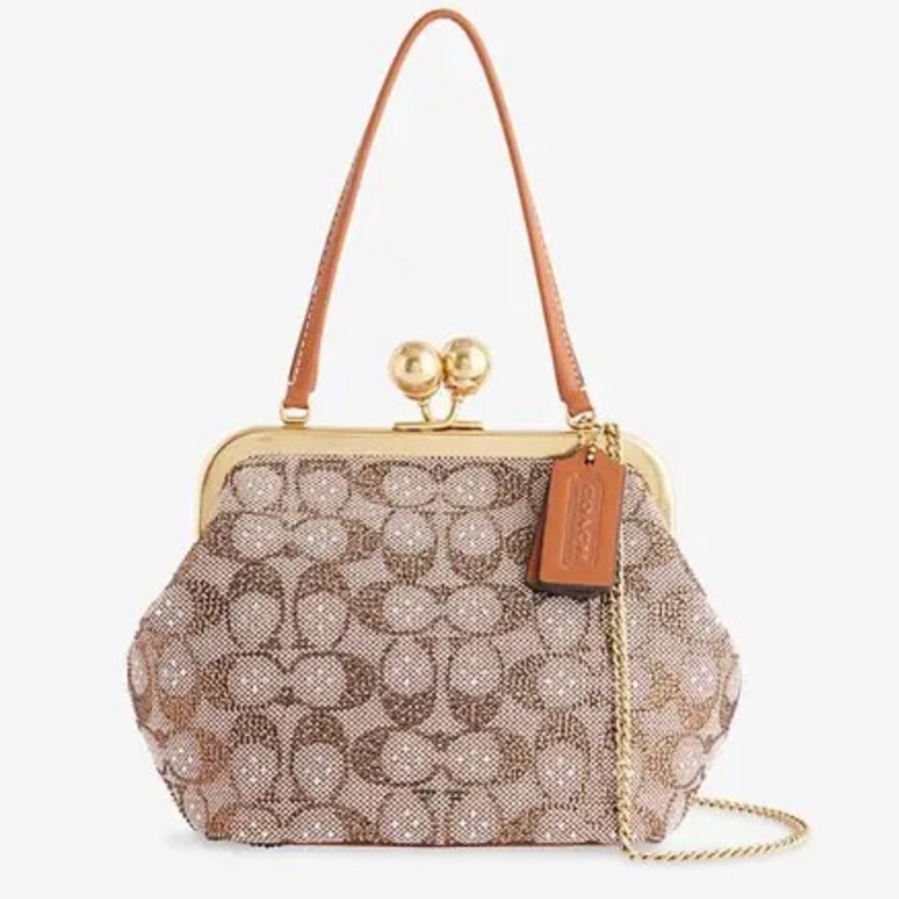 Coach Kisslock Handbag In Crystal Signature